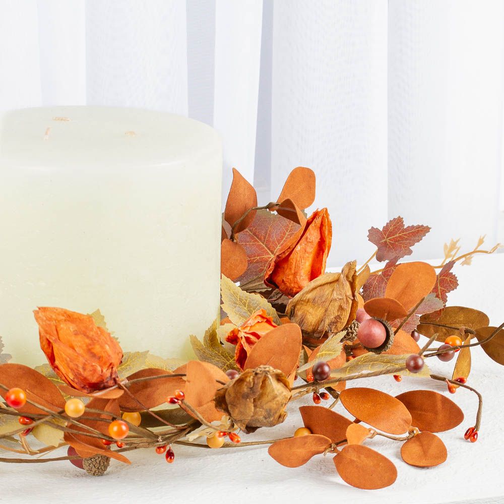 Artificial Fall Leaf And Acorn Candle Ring - Candles And Accessories ... for Creative Ways to Style Your Berry and Acorn Candle Ring for Every Season