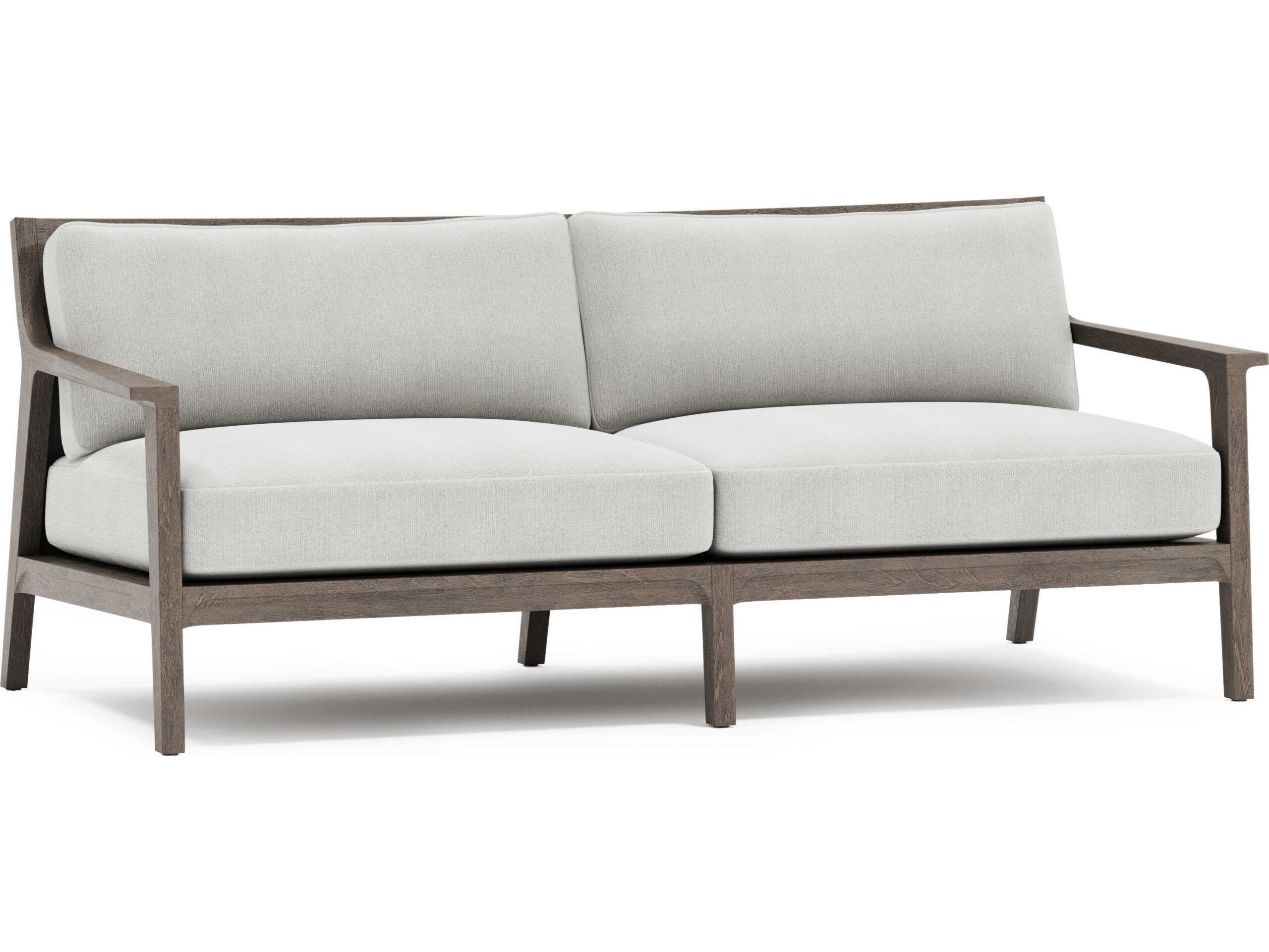 Bernhardt Exteriors Ibiza Weathered Teak Cushion Outdoor Patio Sofa ... intended for What Makes the Bernhardt Sorrento Outdoor Sofa a Patio Staple