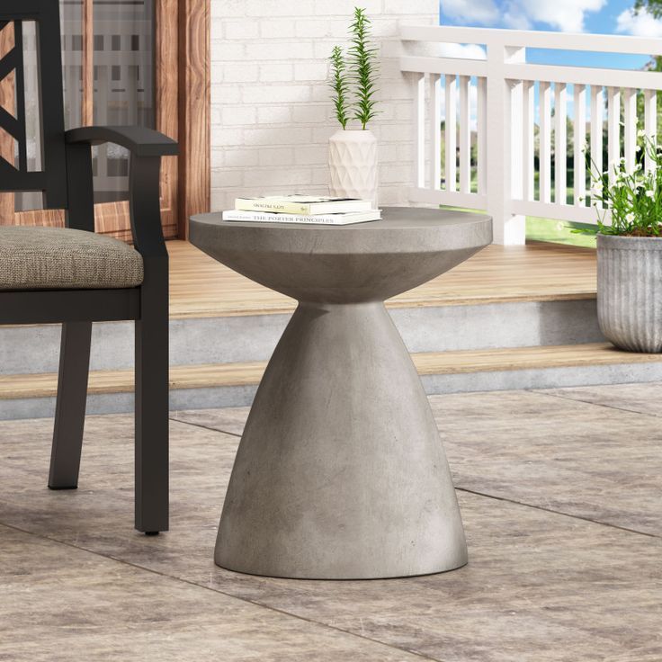 Bissell Outdoor Lightweight Concrete Side Table, Concrete Finish By ... regarding
