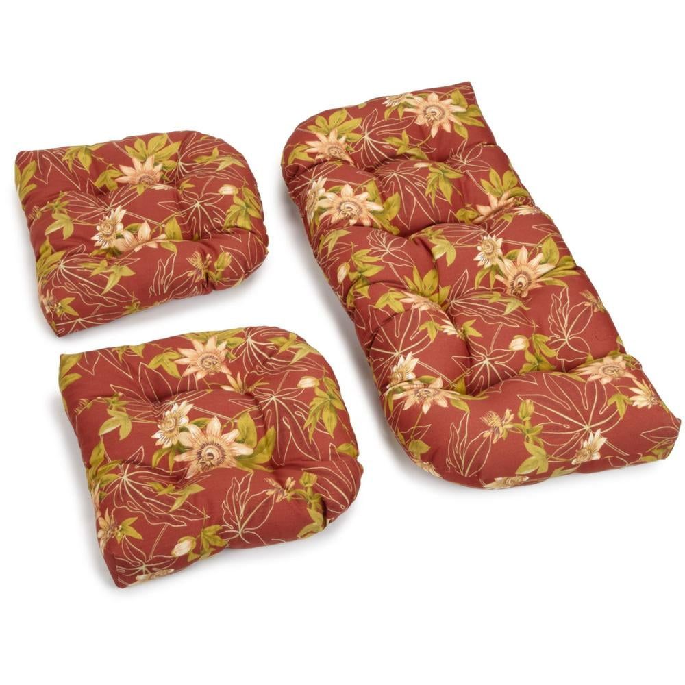 Blazing Needles U-Shaped Spun Polyester Tufted Settee Cushion Set (Set ... throughout Transform Your Settee with the Jungle-Inspired U-Shaped Cushion Set