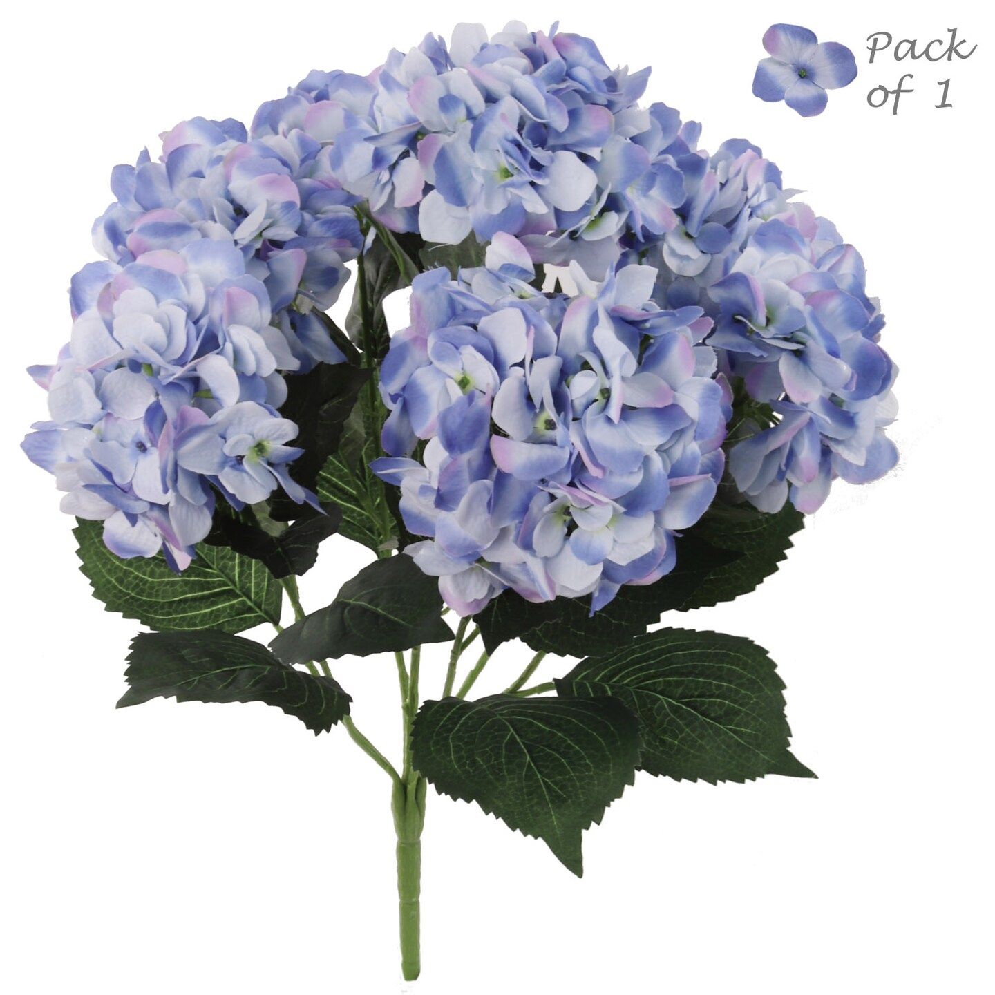 Blue Artificial Hydrangea Bush: 20-Inch, 7 Realistic Silk Blooms ... with regard to A Closer Look at the 20-Inch Purple and Blue Hydrangea Wreath