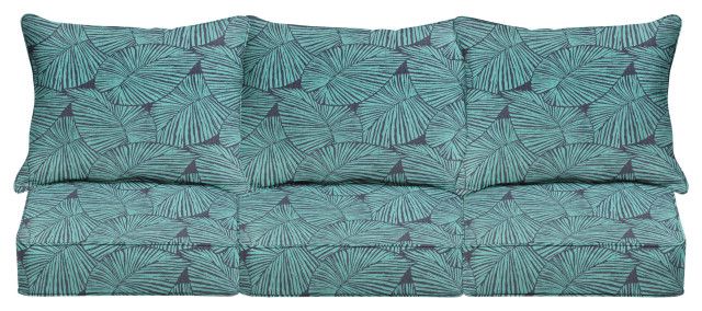 Blue Tropical Outdoor Corded Deep Seating Sofa Pillow And Cushion Set ... inside Beyond Aesthetics Understanding the Durability of 23x25x5 Blue Outdoor Deep Seating Cushion Sets