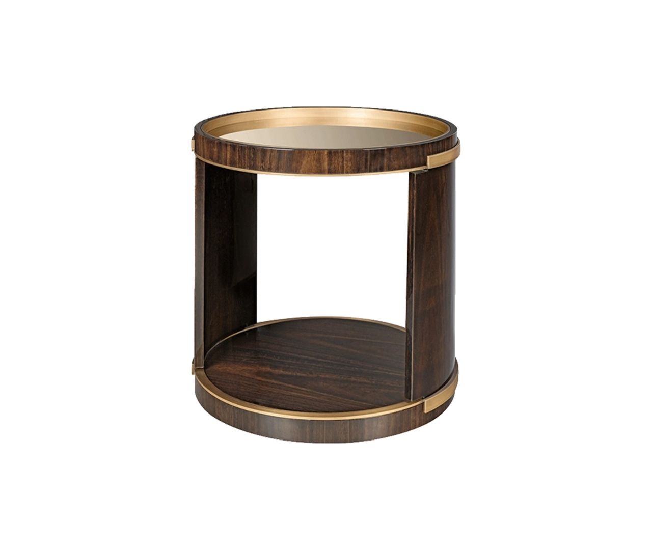 Bold Drum Side Table With Bronze Mirror inside