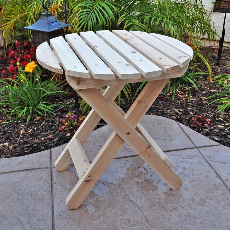Brently Folding Outdoor Side Table | Wood Patio Table, Wooden Outdoor ... intended for Aesthetic &amp;amp; Practicality Discover the White Portable Solid Wood Folding Side Table Set