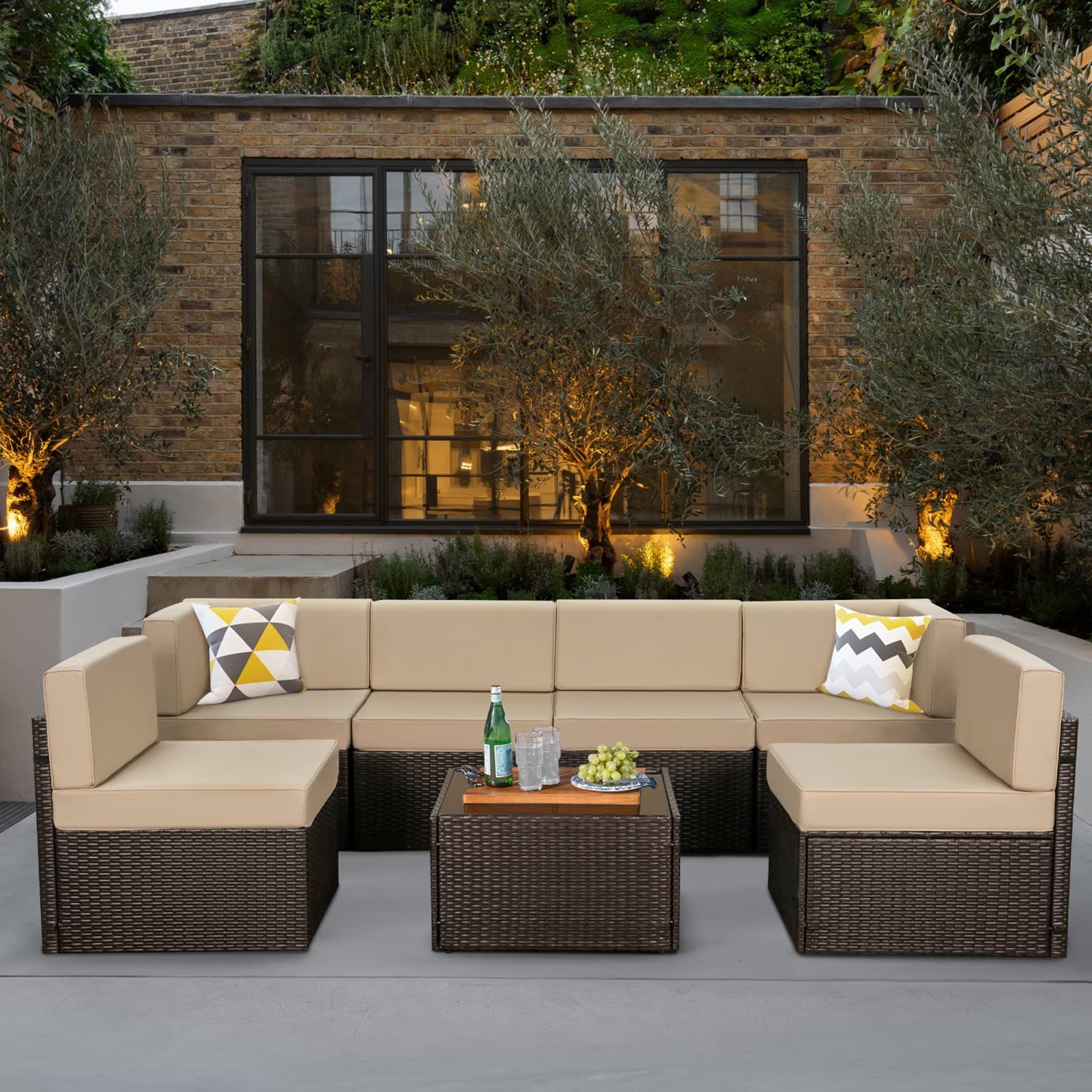 Buy U-Max 7 Piece Outdoor Patio Furniture Set, Pe Rattan Wicker Sofa ... in