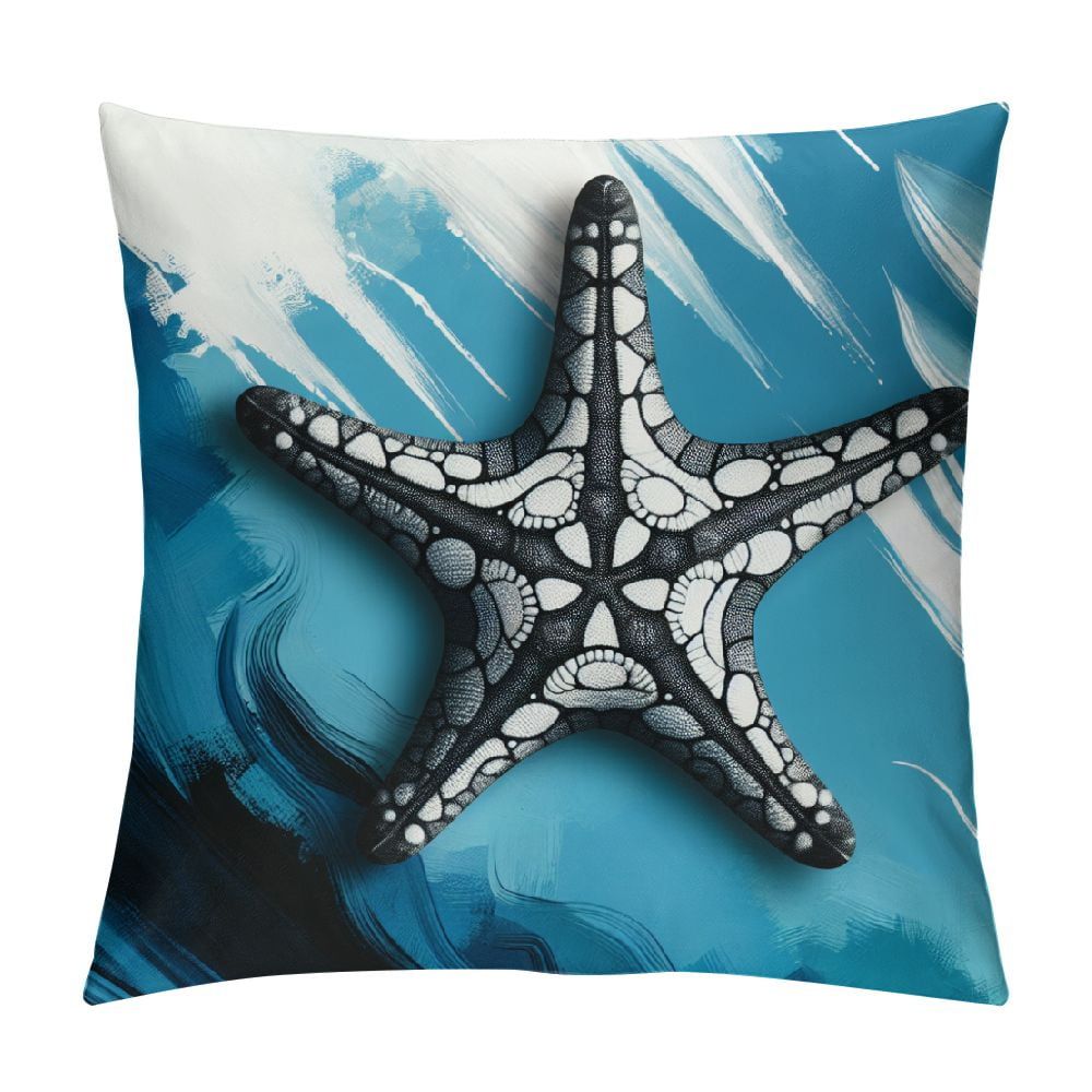 Comio Coastal Blue Pillows Covers Sea Turtle Outdoor Pillows Nautical ... in Adding Coastal Charm How the Teal Starfish Outdoor Pillow Enhances Your Space
