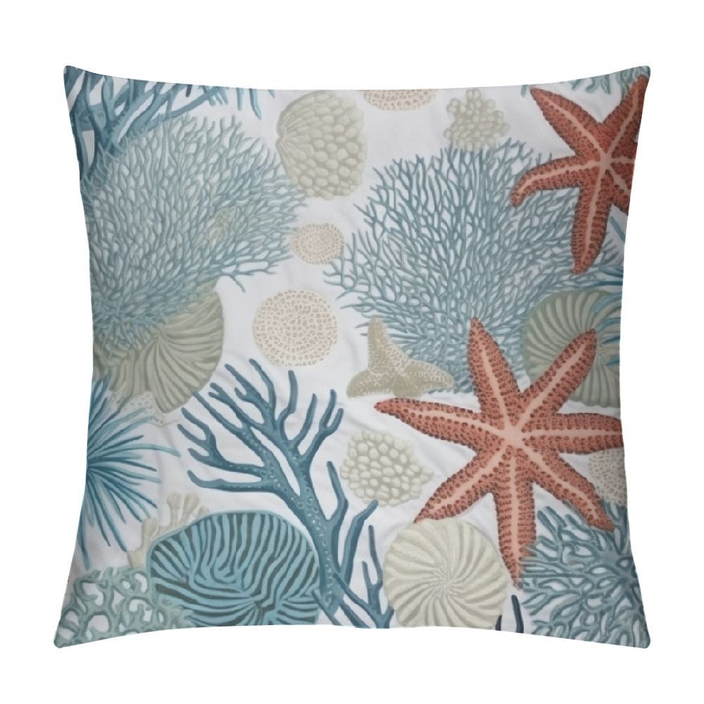 Comio Coastal Throw Pillow Cover ,Summer Ocean Themed Pillow Covers ... for Adding Coastal Charm How the Teal Starfish Outdoor Pillow Enhances Your Space