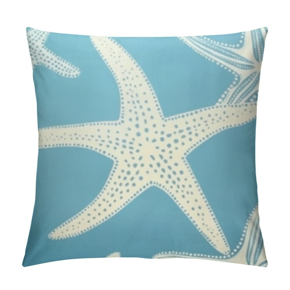 Comio Sky Blue Starfish Throw Pillow Cover Couch Pillows Coastal Beach ... with