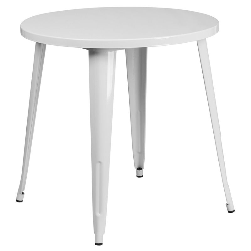 Commercial Grade 30" Round White Metal Indoor-Outdoor Table - Walmart ... intended for Choosing the Right Spot for Your 60 CM Diameter White Metal Table