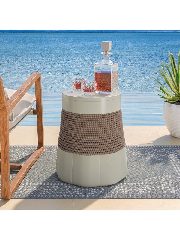 Cosiest Outdoor Side Table, Round Shaped Mgo Patio End Table ... within