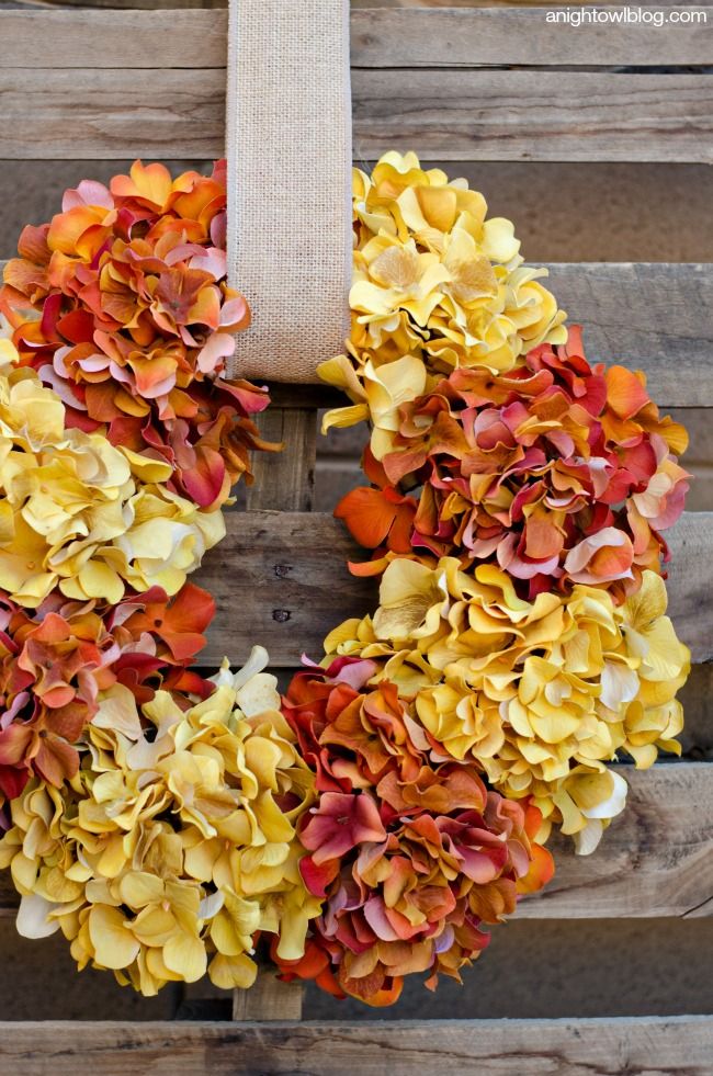 Easy Fall Hydrangea Wreath | A Night Owl Blog for The Art of Crafting a Beautiful 24" Hydrangea Wreath for Autumn
