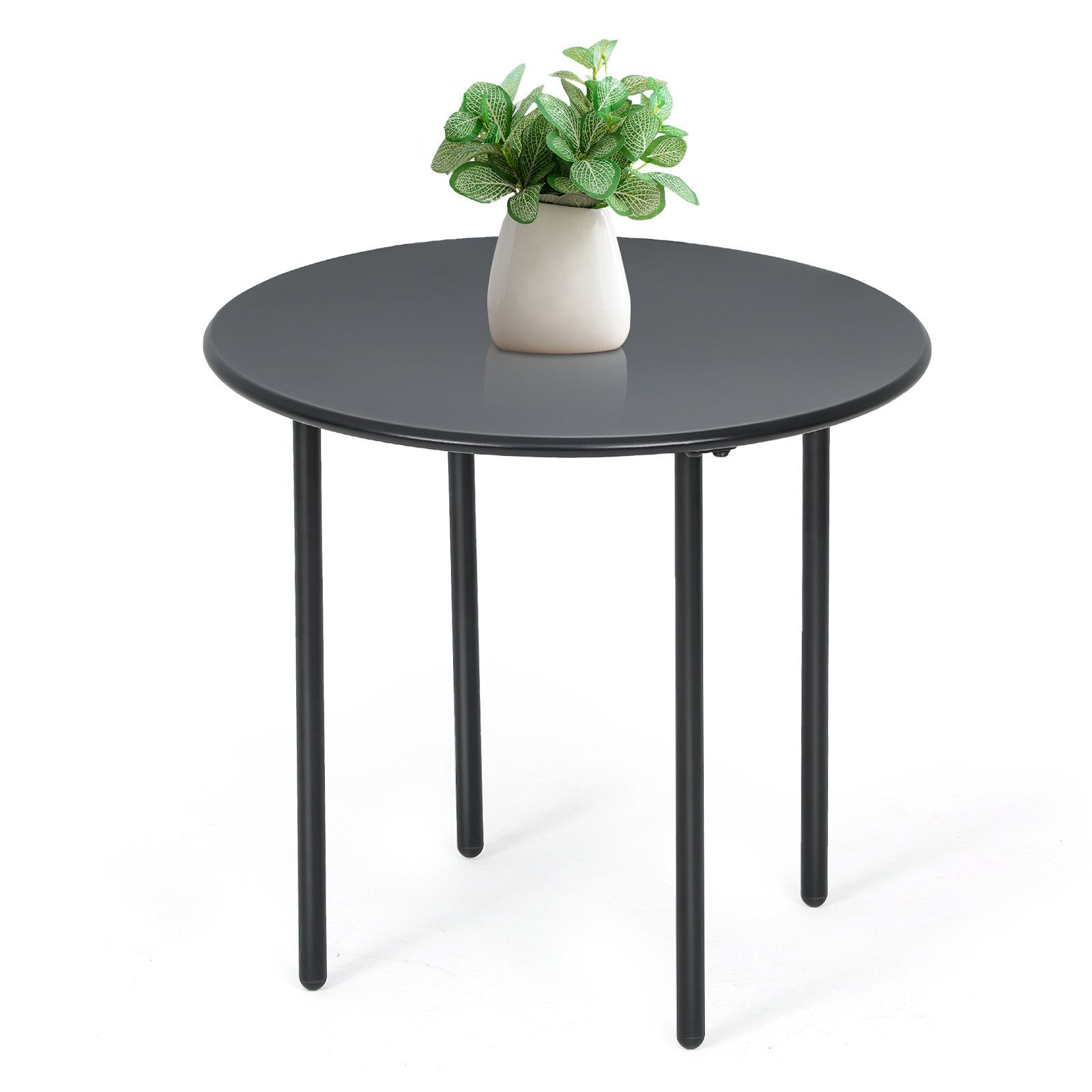 Ebern Designs Florman Steel Round Side Table Versatile Indoor/Outdoor ... within
