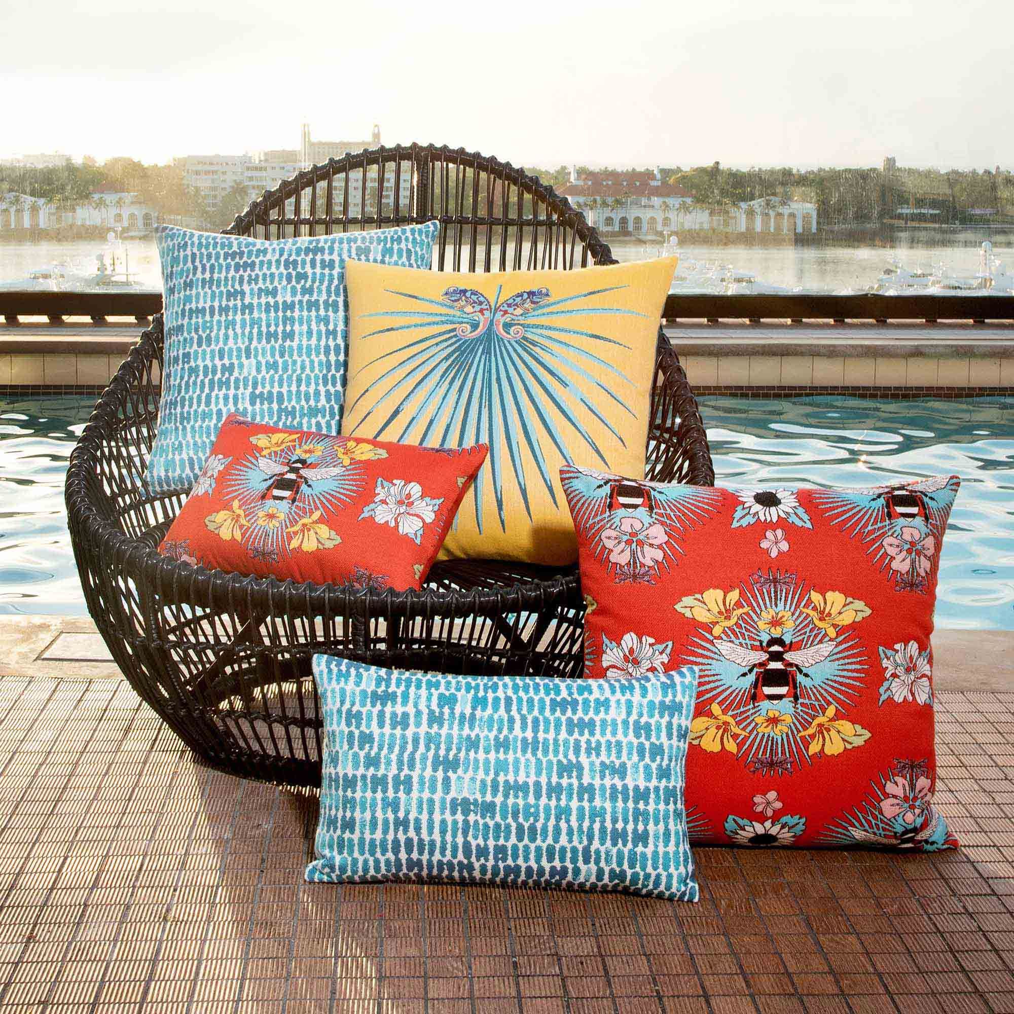 Elaine Smith 20" X 20" Thumbprint Aruba Sunbrella Outdoor Pillow ... within Inside Look at the Thumbprint Aruba Pillow's Performance Features