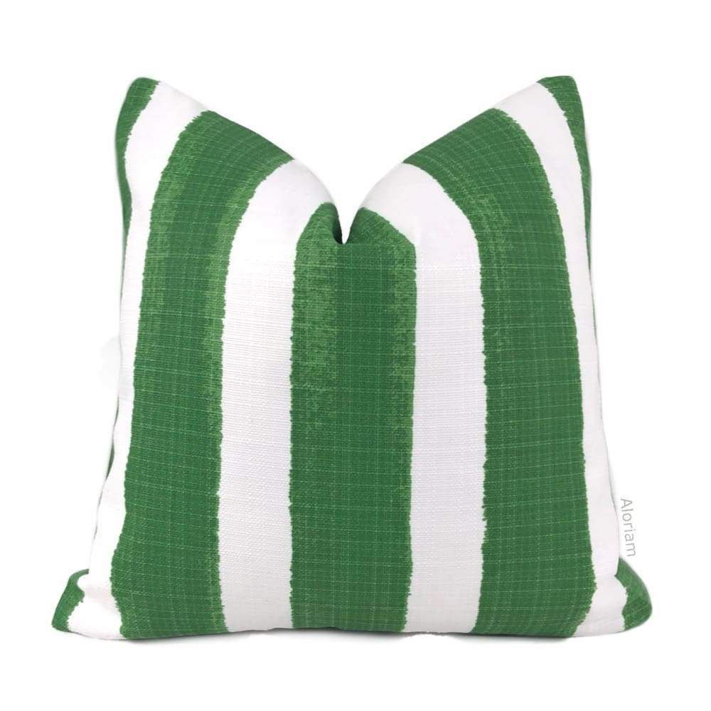 Ethan Green White Stripe Indoor Outdoor Pillow Cover - Fits 28X28 ... throughout