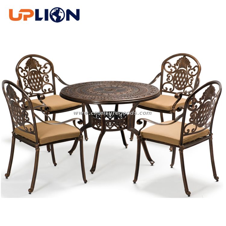 European Cast Aluminum Table And Chair | Cast Aluminum Outdoor ... for The Enduring Appeal of Aluminum Patio Furniture Lodge Tables in Espresso