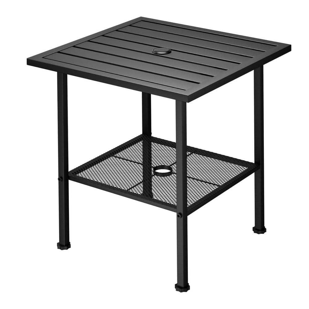 Fufu&Amp;Gaga 22 In. Metal Outdoor Side Table, Double Layers Dining Table ... with Finding the Perfect Spot for Your Andrew Martin Bora Gray Metal Outdoor Side Table