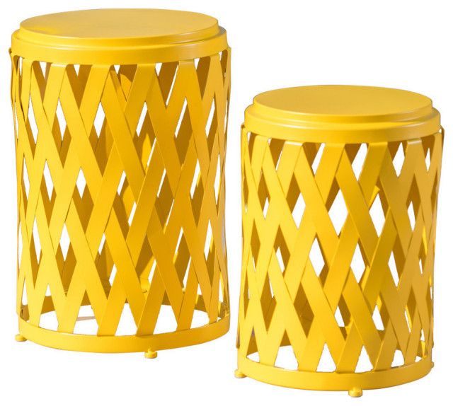 Gdf Studio 2-Piece Ellen Outdoor Iron Side Table Set - Contemporary ... with regard to