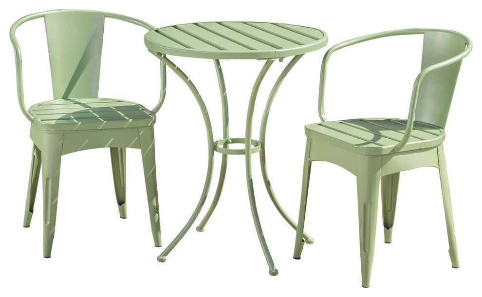 Gdf Studio 3-Piece Collins Outdoor Matte Green Iron Bistro Set ... inside Creating Ambiance with the GDF Studio Elliot Outdoor Iron Tables