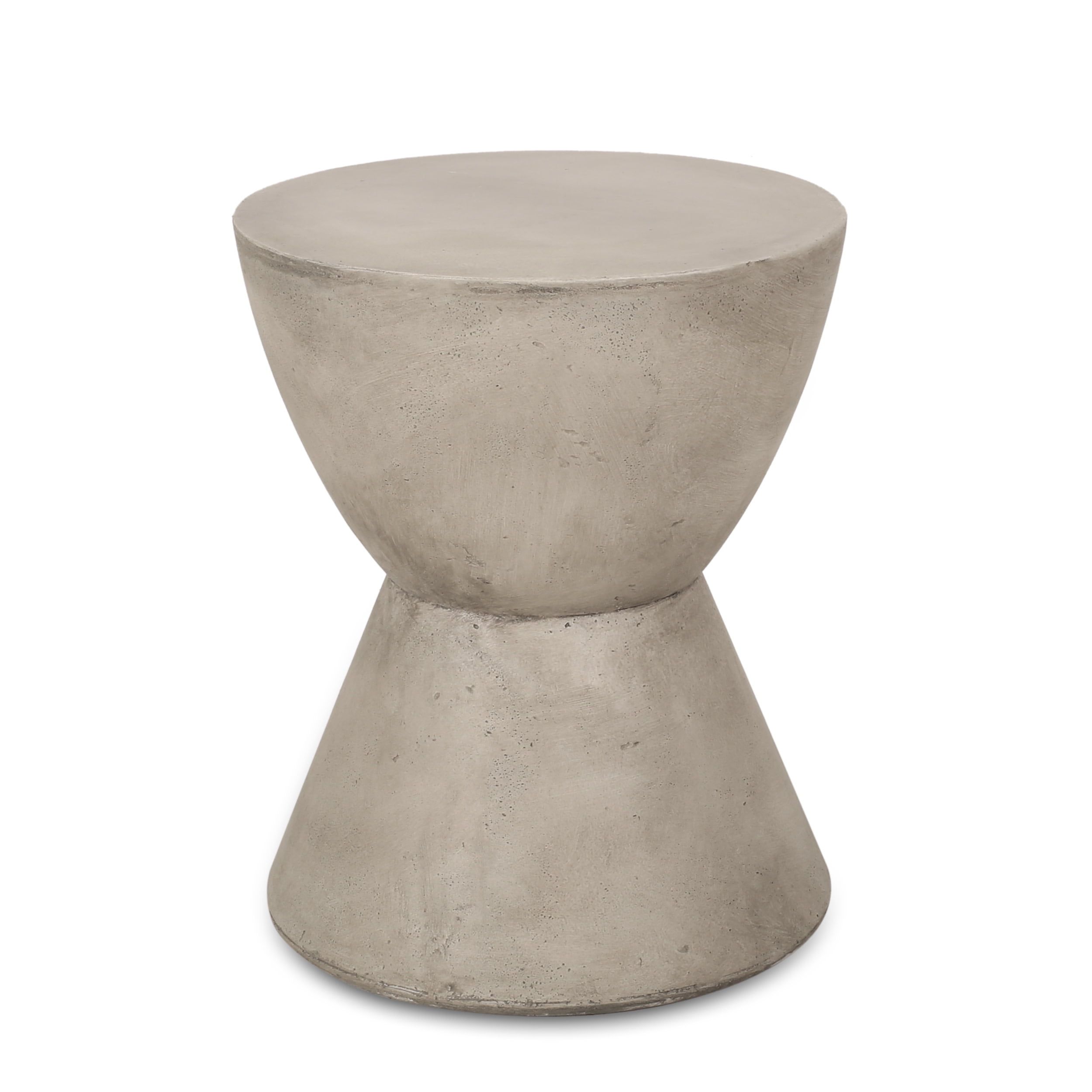Gdf Studio Attola Outdoor Lightweight Concrete Side Table, Light Gray ... with