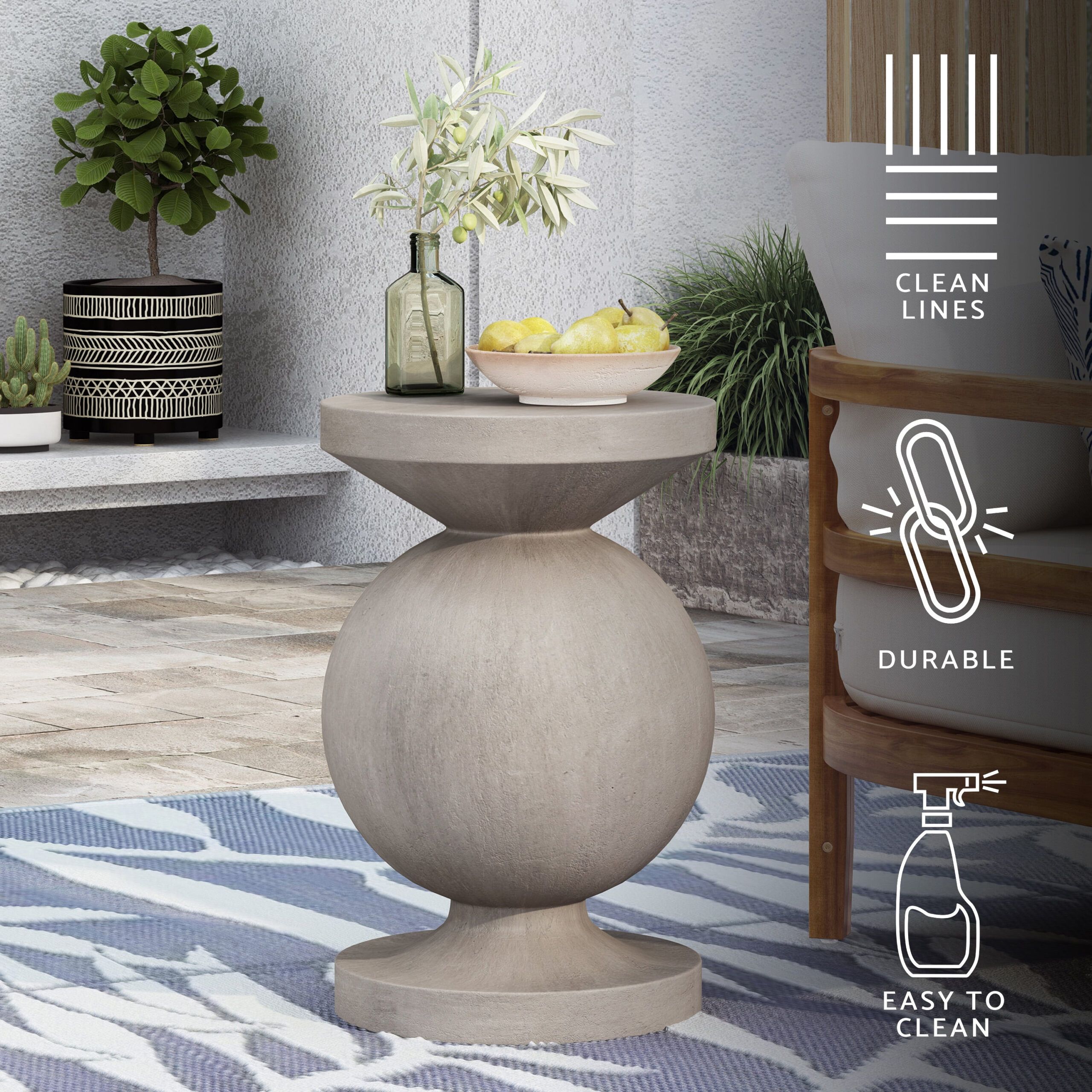 Gdf Studio Gaudet Modern Lightweight Concrete Patio Accent End Side ... pertaining to A Closer Look at the GDF Studio Lightweight Concrete Side Table's Design