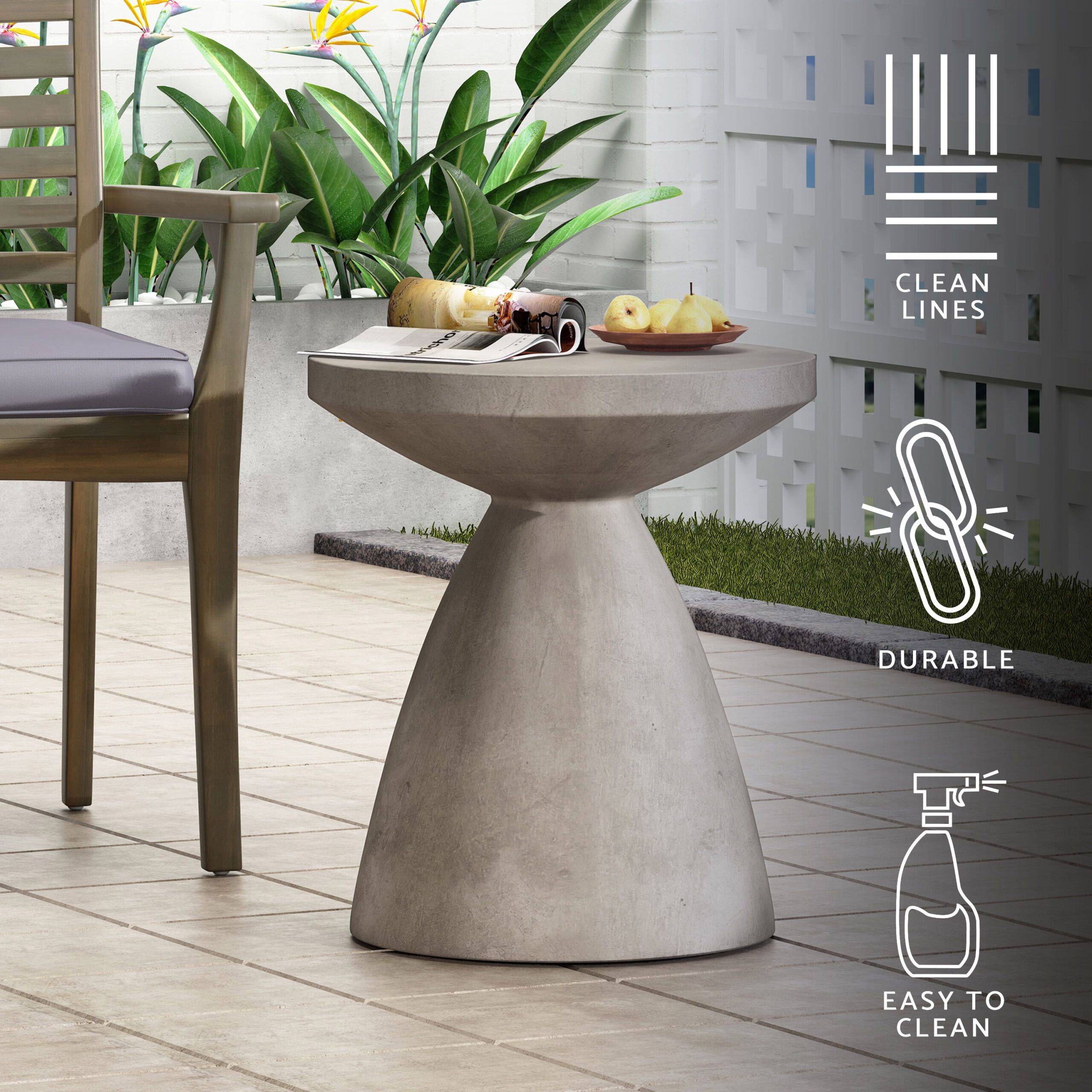 Gdf Studio Inkwood Outdoor Lightweight Concrete Side Table, Concrete ... in Understanding the GDF Studio Pueblo Side Table Your Guide to Outdoor Style