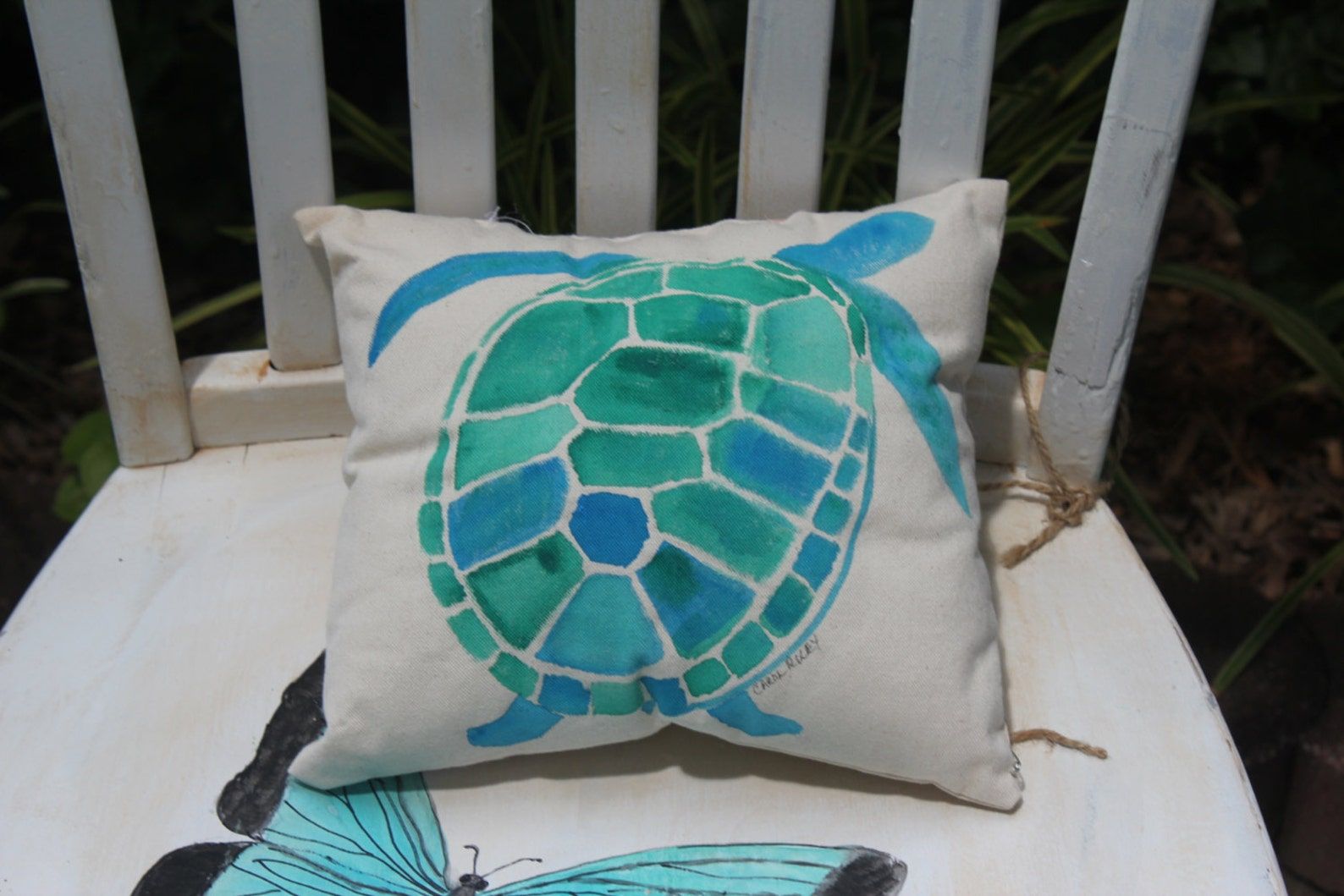 Hand Painted Aqua Sea Turtle On Zippered Pillow Cover For Kids Room ... throughout Why the Aqua Turtle Pillow is a Perfect Summer Accent Piece