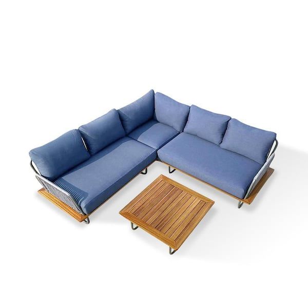 Higreen Outdoor Kingston 4-Piece Aluminum Woven Rope Outdoor Patio ... within