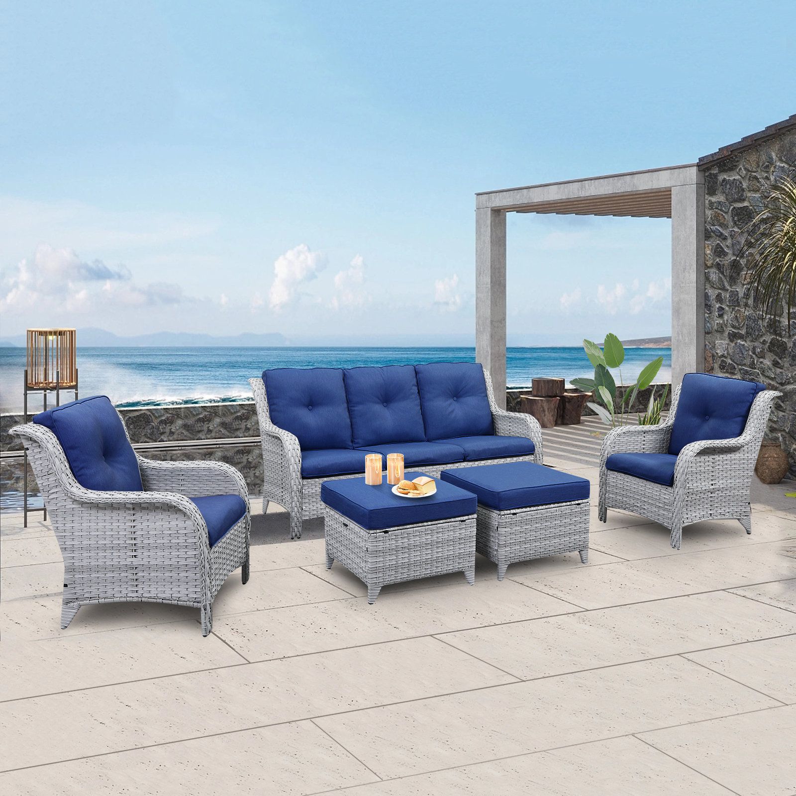 Hummuh Carolina 75" Wide Outdoor Wicker Patio Sofa With Cushions ... with Mastering the Art of Outdoor Living with an 85" Wide Wicker Sofa