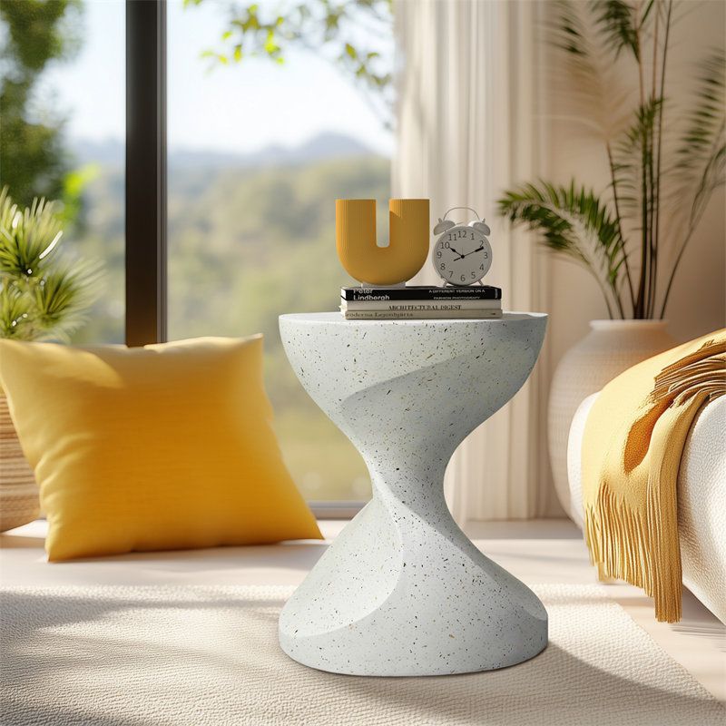 Ivy Bronx Outdoor Lightweight Concrete Side Table Accent End Table ... inside