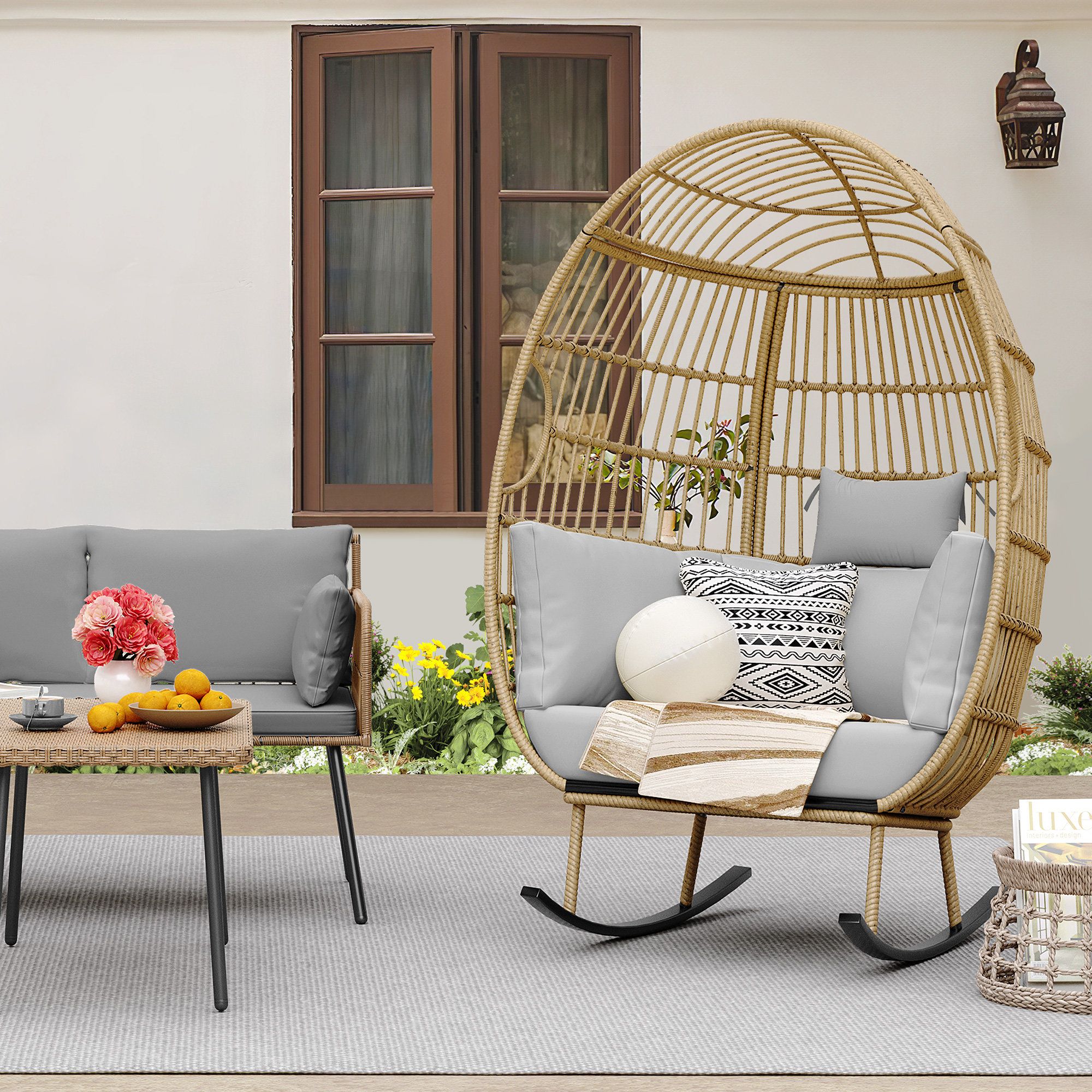 Langley Street Macfarlane 40'' Wide Outdoor Wicker Patio Sofa With ... within Mastering the Art of Outdoor Living with an 85" Wide Wicker Sofa