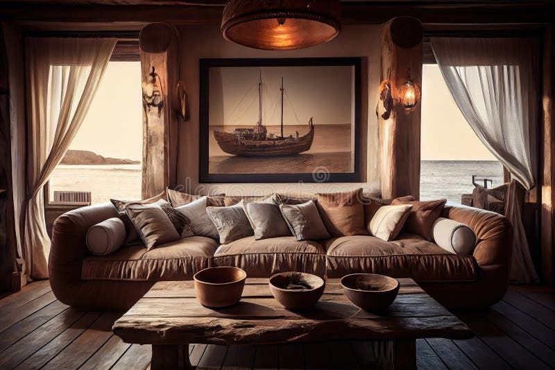 Large Timeworn Leather Sofa, Antique Wooden Coffee Table And Warm ... with Deep Dive into the Design and Comfort of the Dawn Outdoor Sofa Antique