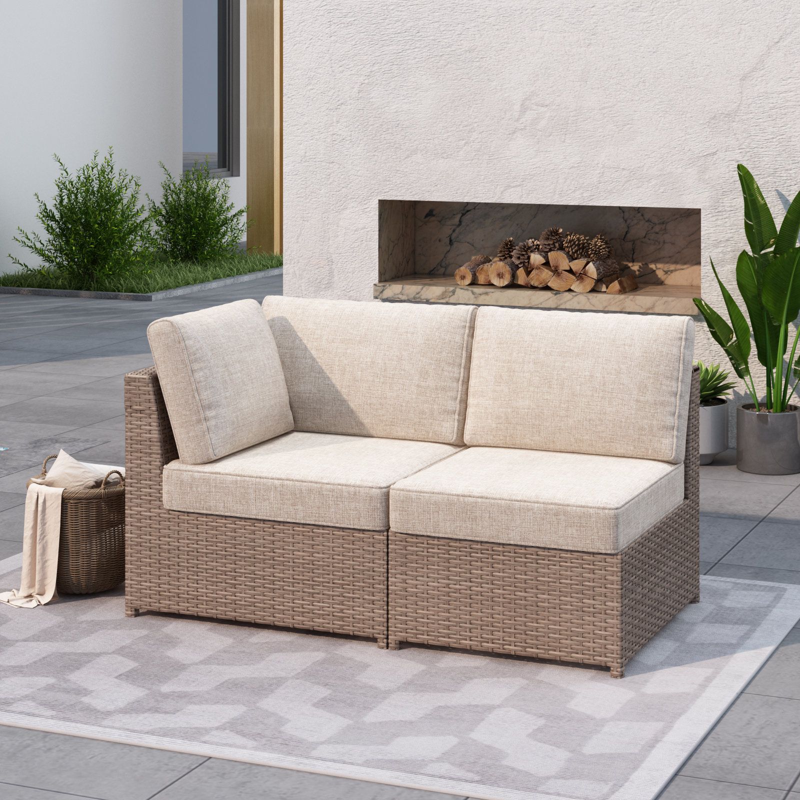 Latitude Run® Amberson Fully Assembled 56'' Wide Outdoor Wicker Patio ... throughout Mastering the Art of Outdoor Living with an 85" Wide Wicker Sofa