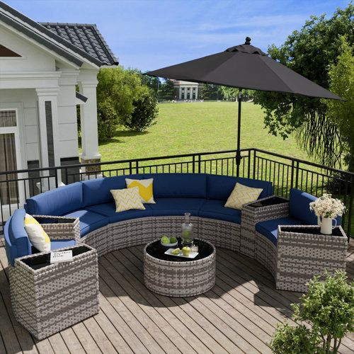 Latitude Run® Curved Outdoor Sofa Set - Stylish Wicker With Storage ... with regard to
