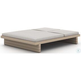 Leroy Stone Grey And Washed Brown Outdoor Double Chaise From Four Hands ... inside Finding Your Perfect Patio Piece Considering the Leroy Outdoor Sofa 96" Washed Brown