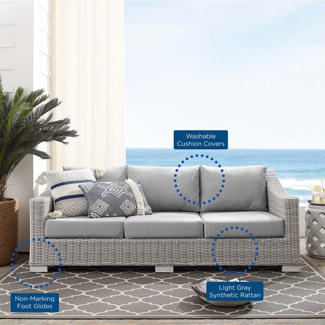 Lounge Sofa, Sunbrella, Rattan, Wicker, Gray, Modern, Outdoor Patio ... for Discovering the Perfect Gray Sunbrella Rattan Corner Sofa for Your Patio