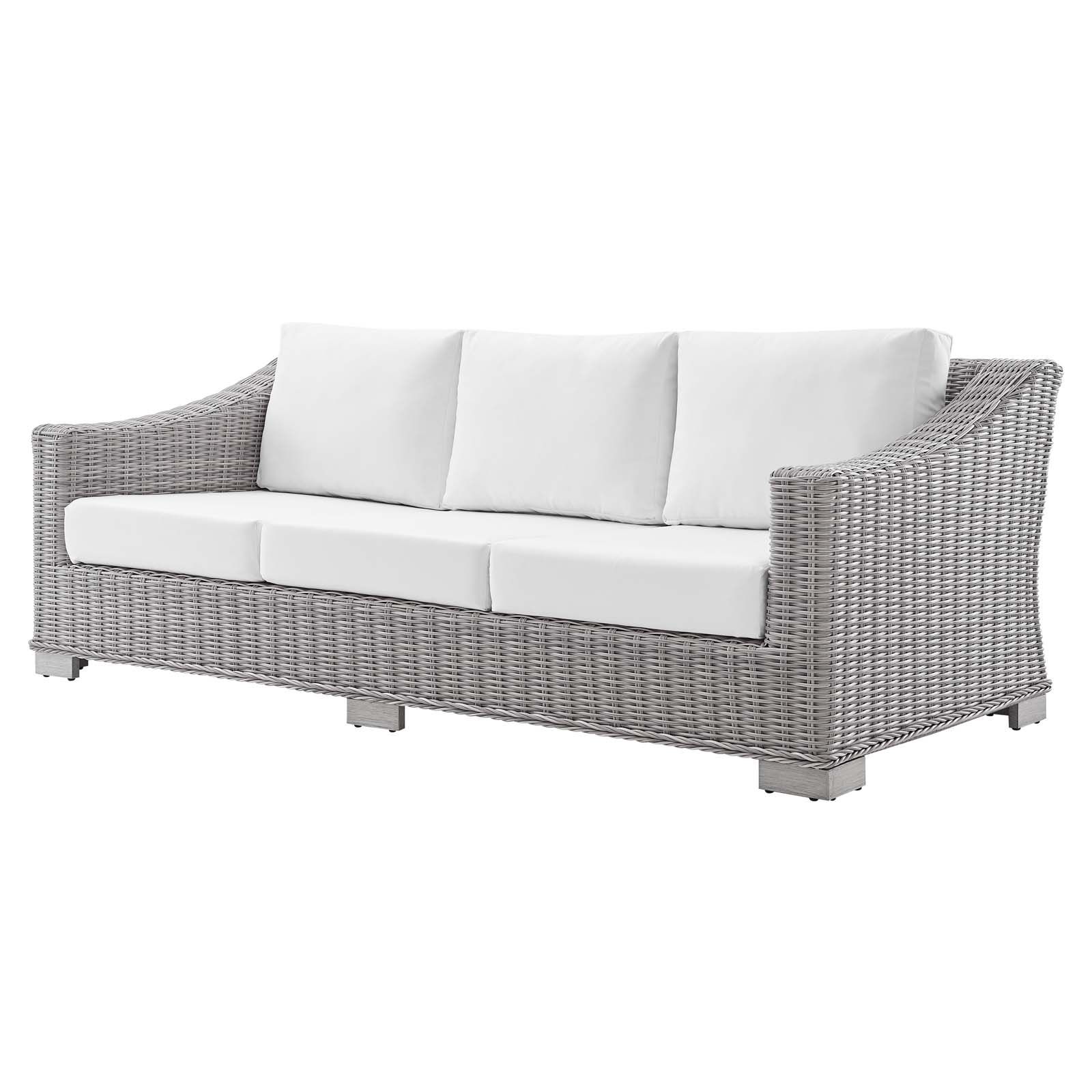 Lounge Sofa, Sunbrella, Rattan, Wicker, Light Grey Gray White, Modern ... with regard to Discovering the Perfect Gray Sunbrella Rattan Corner Sofa for Your Patio