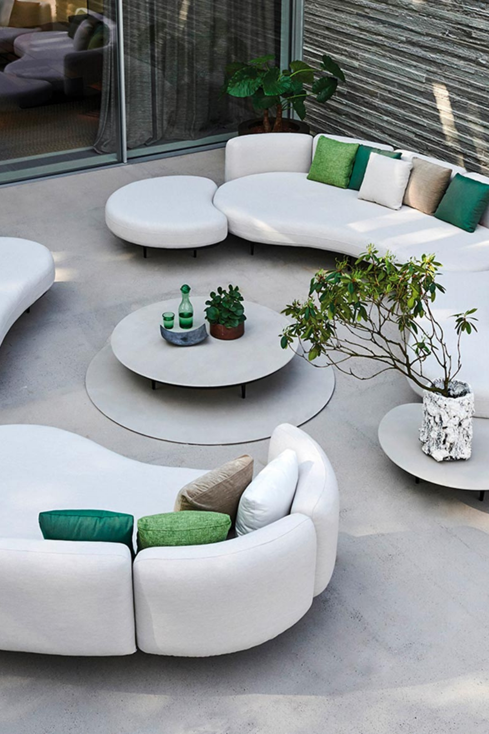 Luxe Outdoor Living Area With Curved Sofas | Modern Sofa Designs, Sofa ... with regard to Exploring the Spectrum Indigo Curved Outdoor Sofa's Modern Design