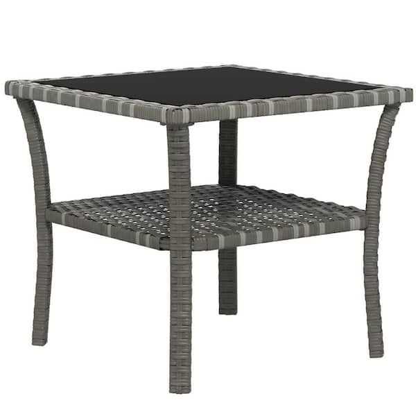 Metal Outdoor Side Table, End Table With Storage Shelf, Aluminum Frame ... throughout