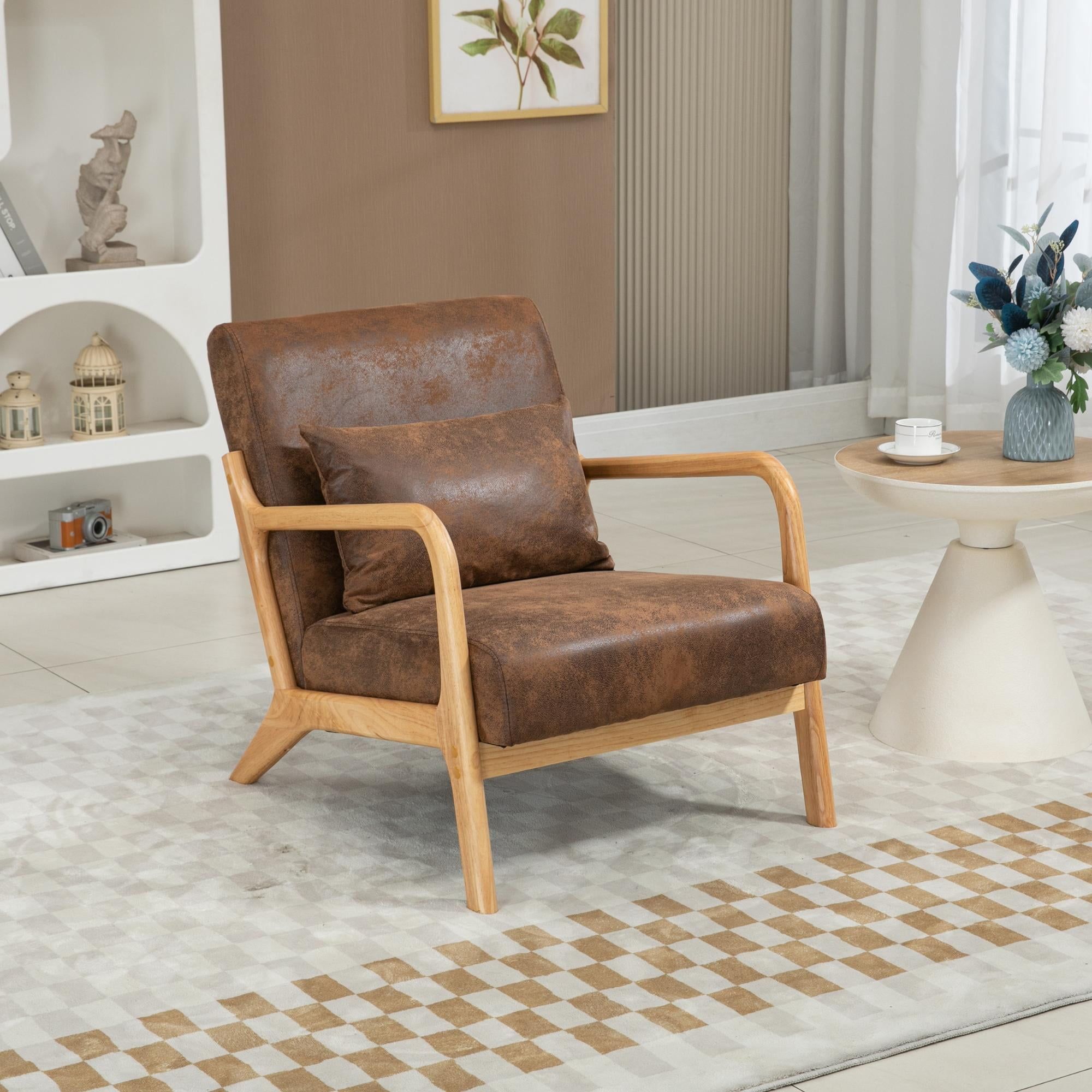 Mid-Century Modern Accent Chair: Solid Wood Frame With Upholstered ... with Decorating Tips Featuring Versatile Lumbar Cushions