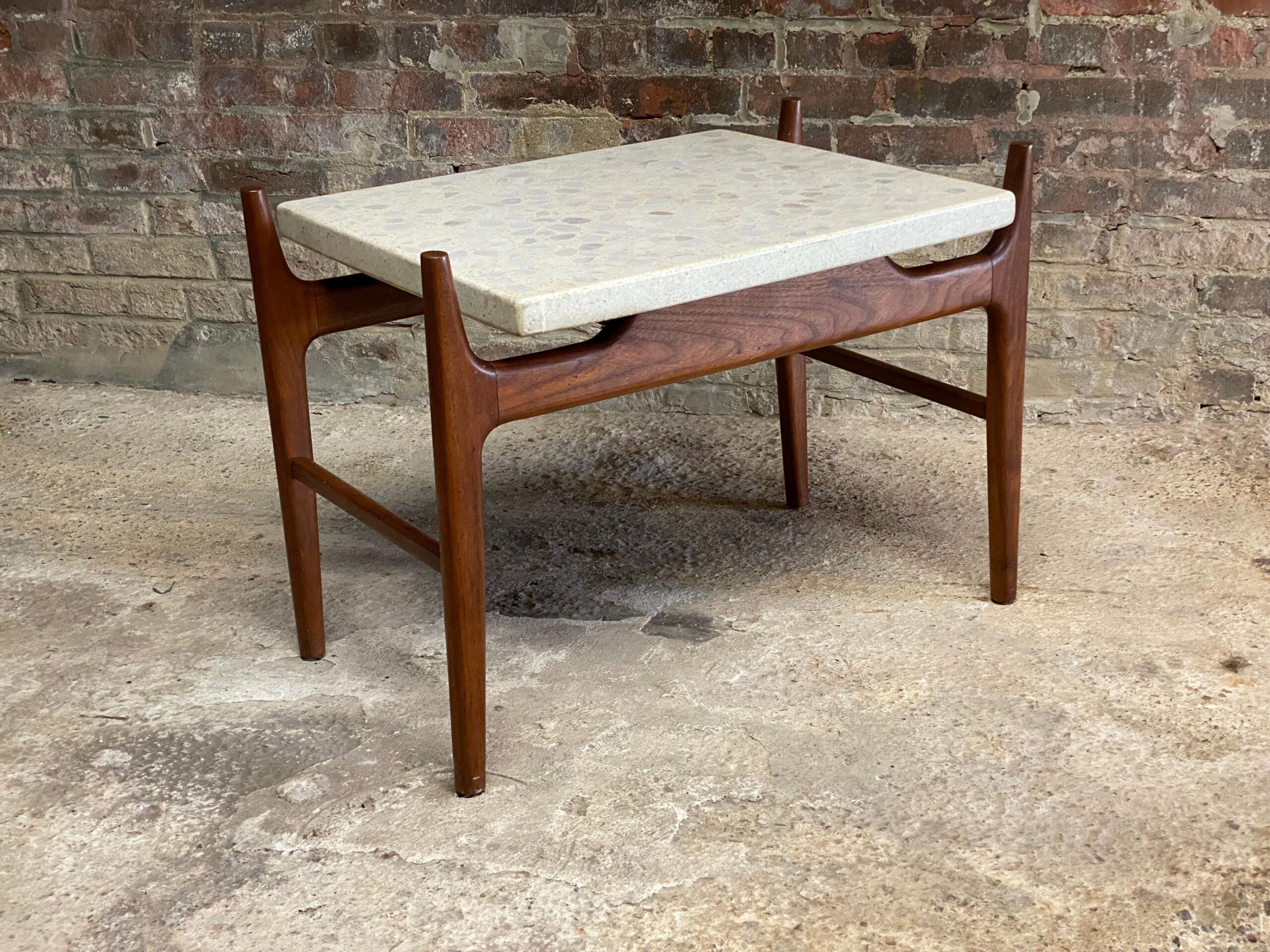 Mid Century Modern Walnut And Floating Terrazzo Top End Table For Sale ... throughout