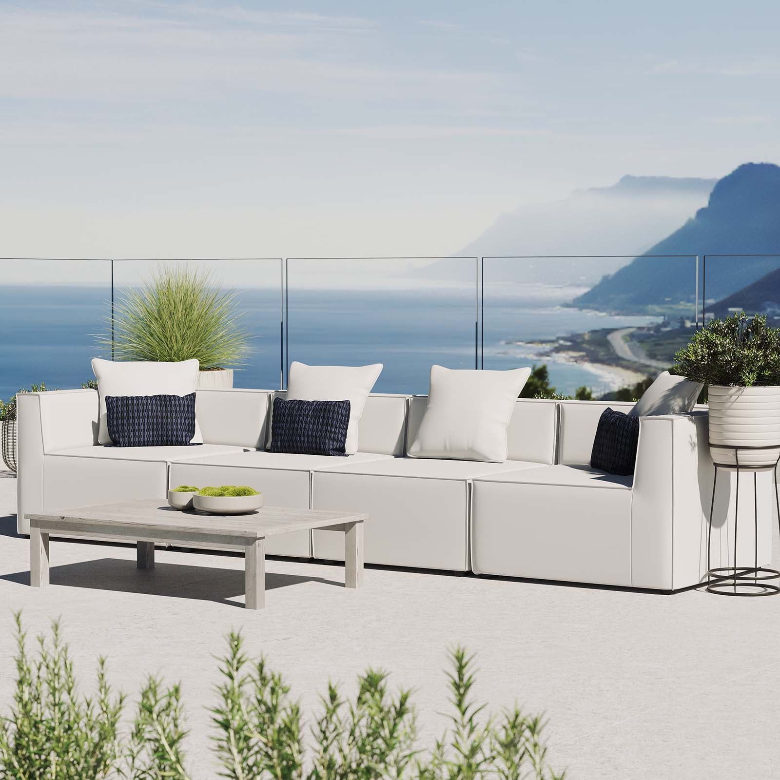 Elevating Outdoor Gatherings The Modway Saybrook White Sectional Experience