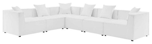 Modway Saybrook 6-Piece Modern Fabric Outdoor Patio Sectional Sofa In ... in