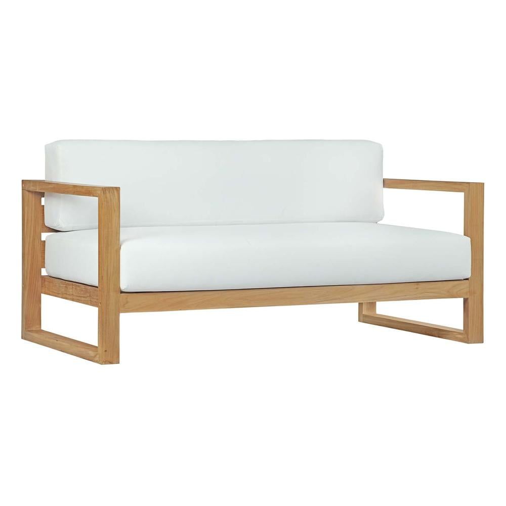 Modway Upland Exterior Furniture Teak Wood Outdoor Patio Sofa In ... intended for Caring for Your Modway Upland Teak Sectional Maintaining That Natural Beauty