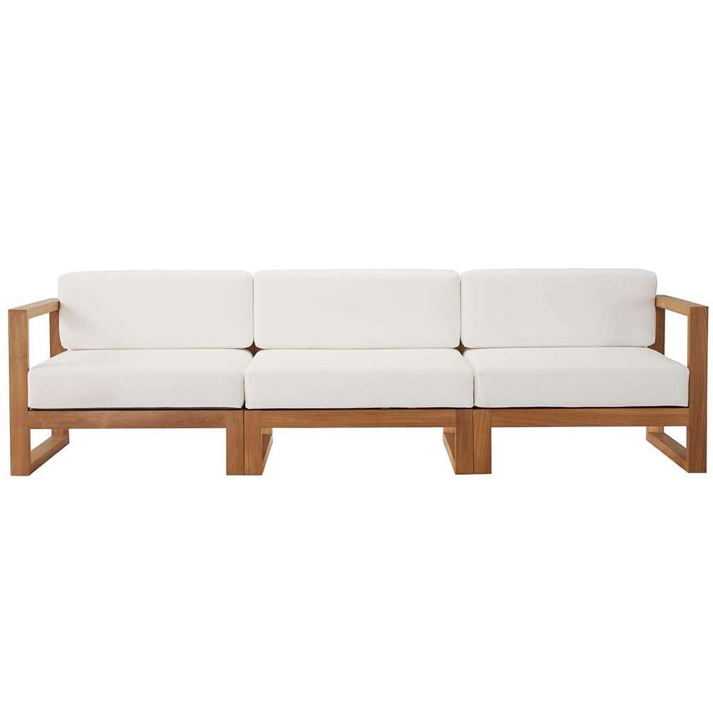 Modway - Upland Outdoor Patio Teak Wood 3-Piece Sectional Sofa Set ... with regard to Caring for Your Modway Upland Teak Sectional Maintaining That Natural Beauty