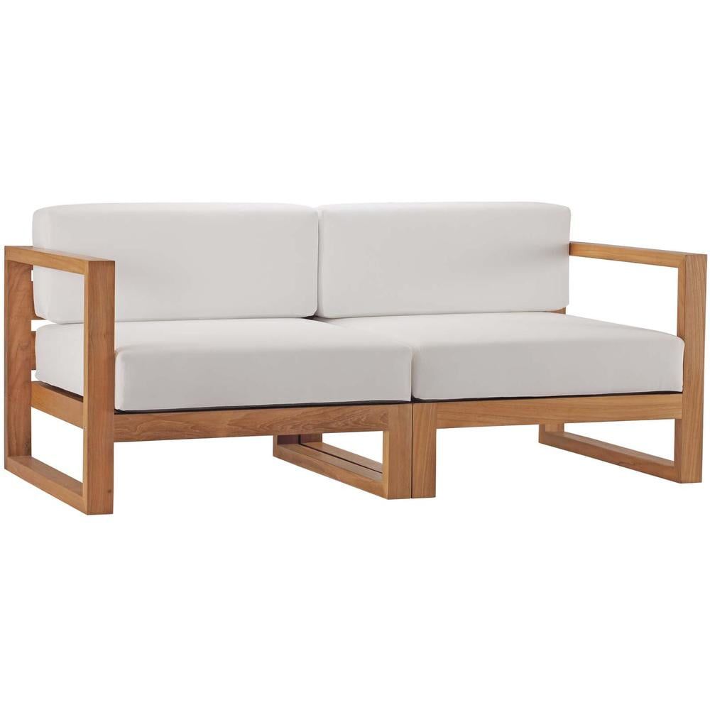 Modway Upland Outdoor Sectional 2-Piece Solid Teak Wood Patio Loveseat ... regarding Caring for Your Modway Upland Teak Sectional Maintaining That Natural Beauty