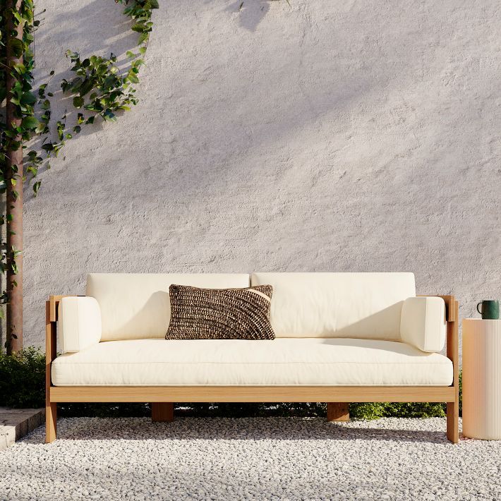 Monterey Outdoor Teak Sofa - Durable &amp;Amp; Stylish Seating | West Elm in Unpacking the Durability of Monterey Canvas Granite Outdoor Sofas