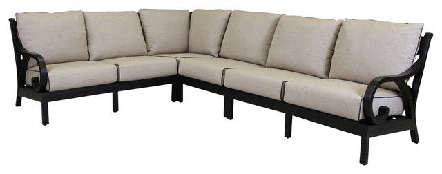 Monterey Sectional With Cushions, Frequency Sand With Canvas Walnut ... regarding