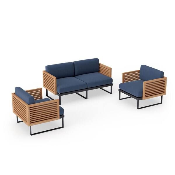 Newage Products Monterey 4-Seater 3-Piece Aluminum Teak Outdoor Patio ... for A Closer Look at the Monterey Spectrum Indigo Sofa's Innovative Design Features