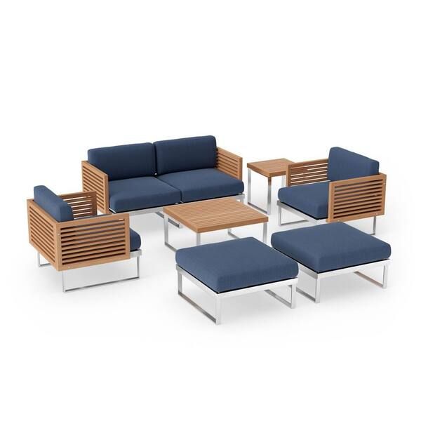 Newage Products Monterey 6-Seater 7-Piece Stainless Steel Teak Outdoor ... for A Closer Look at the Monterey Spectrum Indigo Sofa's Innovative Design Features