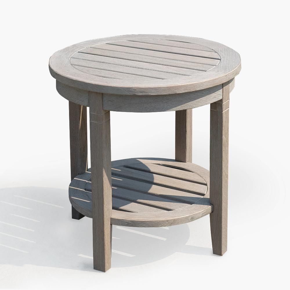 Noble House Miracle Gray Round Acacia Wood Outdoor Side Table 53780 ... with regard to